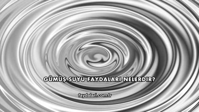Gümüş Suyu Faydaları Nelerdir?