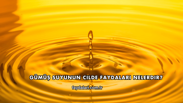 Gümüş Suyunun Cilde Faydaları Nelerdir?